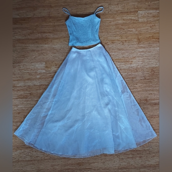 Y2k Vintage Silver 2-pc Prom Dress - Picture 5 of 10